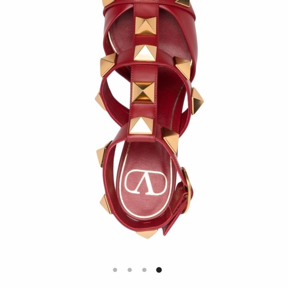 Valentino Red Studded Heels - Picture 3 of 16